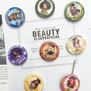 30mm double sided embossed graduation round beads diy pen, phone chains & keychains supplies