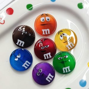 30mm hollow m&m printed round beads for diy pen & pendant accessories