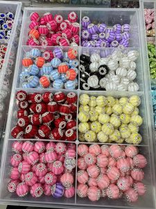 multiple styles petal rhinestone chain lantern ball straight hole beads, diy accessories for phone chains & beaded pens