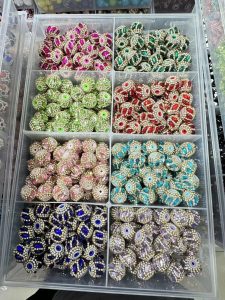 multiple styles petal rhinestone chain lantern ball straight hole beads, diy accessories for phone chains & beaded pens
