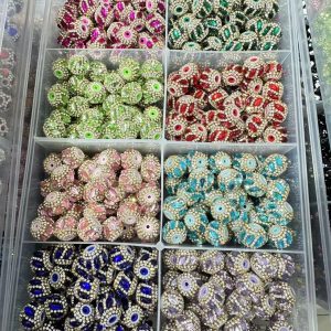 multiple styles petal rhinestone chain lantern ball straight hole beads, diy accessories for phone chains & beaded pens