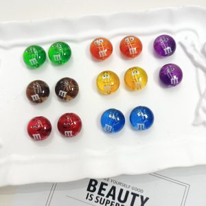 16mm transparent printed acrylic m bean emoji round beads, diy accessories for phone chains, bag straps & pen decorations