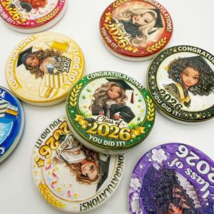 30mm double sided embossed graduation round beads diy pen, phone chains & keychains supplies