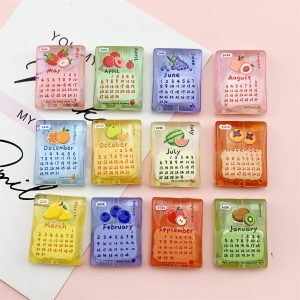 2026 Fruit Calendar Acrylic Beads, Double-sided Embossed for DIY Pens, Phone Chains & Keychains 2026 fruit calendar acrylic beads, double sided embossed for diy pens, phone chains & keychains
