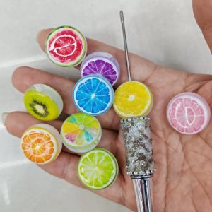 22mm fruit printed slice beads for diy pen & pendant accessories