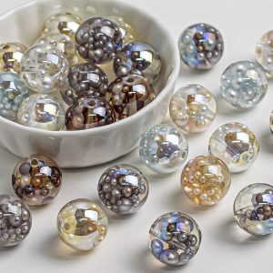 16mm ocean pearl cold moon electroplated resin beads for diy pen & pendant accessories
