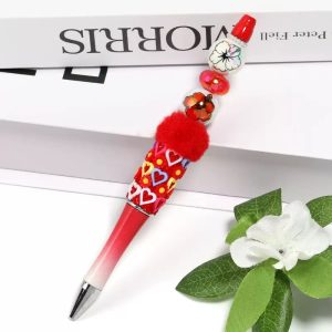 16mm acrylic camellia printed round beads for diy pen & pendant accessories