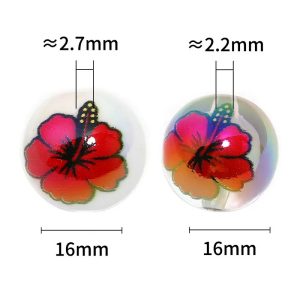 16mm acrylic camellia printed round beads for diy pen & pendant accessories