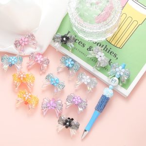 rhinestone cherry blossom bow loose beads for diy pen & pendant accessories