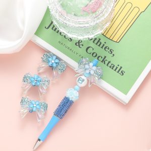 rhinestone cherry blossom bow loose beads for diy pen & pendant accessories