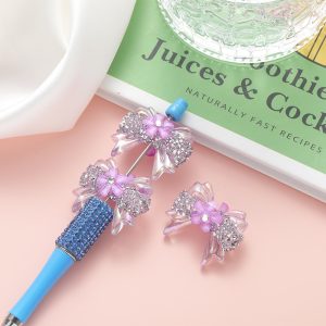 rhinestone cherry blossom bow loose beads for diy pen & pendant accessories