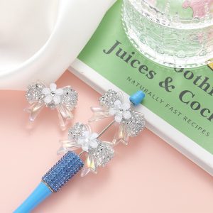 rhinestone cherry blossom bow loose beads for diy pen & pendant accessories