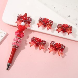 rhinestone cherry blossom bow loose beads for diy pen & pendant accessories
