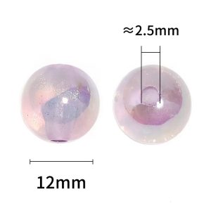 luminous glitter acrylic beads, 12mm, for diy bracelet keychain pen beads