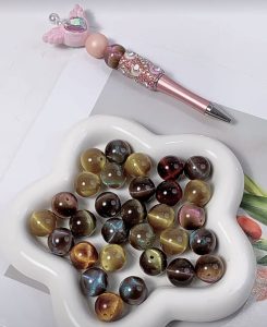 16mm glitter meteor gradient straight hole beads ,diy beads for pen, phone chain & keychain