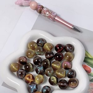 16mm glitter meteor gradient straight hole beads ,diy beads for pen, phone chain & keychain