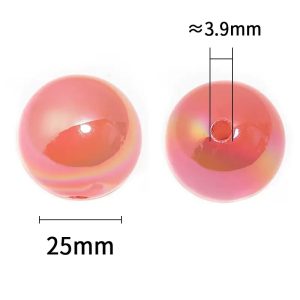 25mm jelly color iridescent acrylic beads with straight holes ,diy beads for pen, phone chain & keychain
