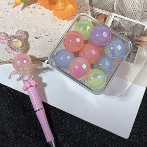 25mm jelly color iridescent acrylic beads with straight holes ,diy beads for pen, phone chain & keychain