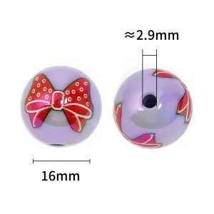 acrylic beads with bow print ,diy beads for pen, phone chain & keychain
