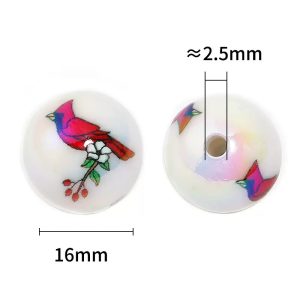 woodpecker printed beads, for necklaces, phone charms & pen beads, diy accessories