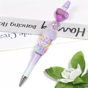 acrylic heart beads with electrocardiogram pattern, diy beads for phone charms, keychains & pen accessories