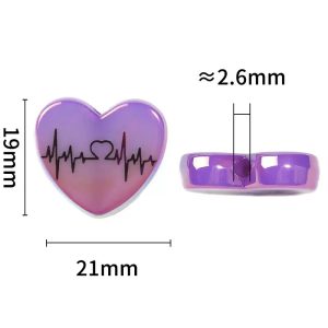 acrylic heart beads with electrocardiogram pattern, diy beads for phone charms, keychains & pen accessories