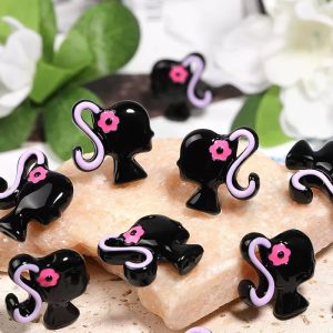black vertical hole acrylic beauty beads, diy accessories for phone chains & keychains