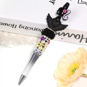 black vertical hole acrylic beauty beads, diy accessories for phone chains & keychains