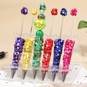 beishi handmade diy beaded pen, colorful rotating creative ballpoint pen with mini cute beads