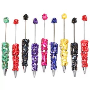 beishi handmade diy beaded pen, colorful rotating creative ballpoint pen with mini cute beads