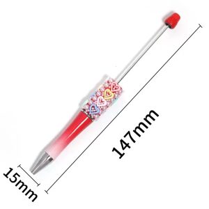 plastic beaded rotating ballpoint pen with heart beads, wholesale