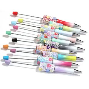 plastic beaded rotating ballpoint pen with heart beads, wholesale
