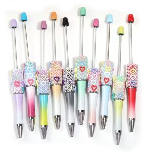 plastic beaded rotating ballpoint pen with heart beads, wholesale