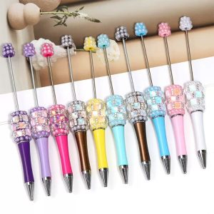high value square rhinestone & pearl bead pen