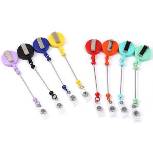 multi color retractable badge reel diy beaded keychain wholesale