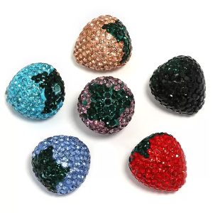 Strawberry Clay Beads with Rhinestones, DIY Beaded Pen & Phone Chain Accessories strawberry clay beads with rhinestones, diy beaded pen & phone chain accessories
