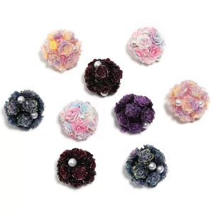artificial soft rose clay rhinestone beads, diy flower ball beads for phone chain & beaded pen accessories