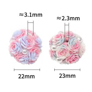 Artificial Soft Rose Clay Rhinestone Beads, DIY Flower Ball Beads for Phone Chain & Beaded Pen Accessories artificial soft rose clay rhinestone beads, diy flower ball beads for phone chain & beaded pen accessories