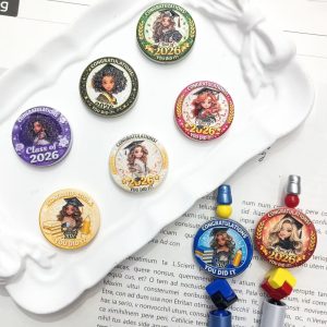 30mm double sided embossed graduation round beads diy pen, phone chains & keychains supplies