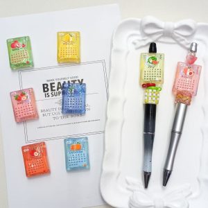 2026 fruit calendar acrylic beads, double sided embossed for diy pens, phone chains & keychains