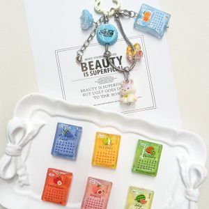 2026 fruit calendar acrylic beads, double sided embossed for diy pens, phone chains & keychains