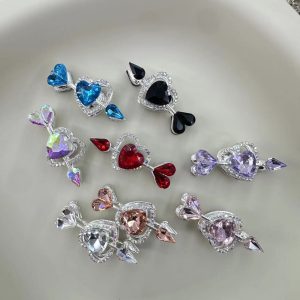 double sided alloy arrow through heart straight hole beads diy accessories wholesale