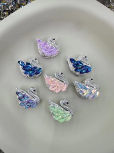 double sided crystal swan diy beaded pen & keychain accessories