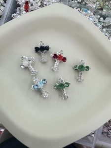 colorful rhinestone rose cross alloy beads, wholesale diy handmade jewelry accessories