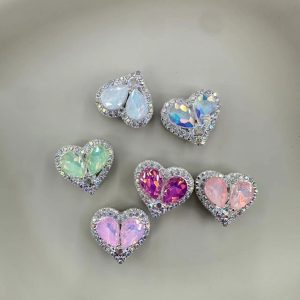 294125737: 06 02 01:08:40 double sided crystal heart beads, diy accessories for beaded pens, phone charms, keychains & bag charms
