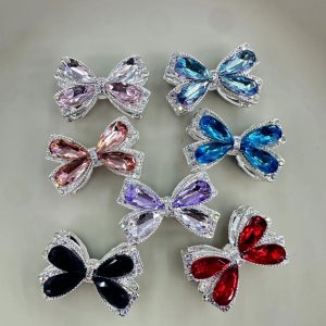 colorful crystal bow alloy beads, wholesale diy accessories for phone charms, keychains & bag straps
