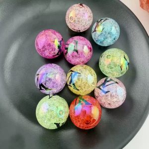 20 mm acrylic crack‑texture interlocking‑pattern pre‑drilled beads
