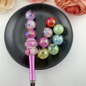 20 mm acrylic crack‑texture interlocking‑pattern pre‑drilled beads