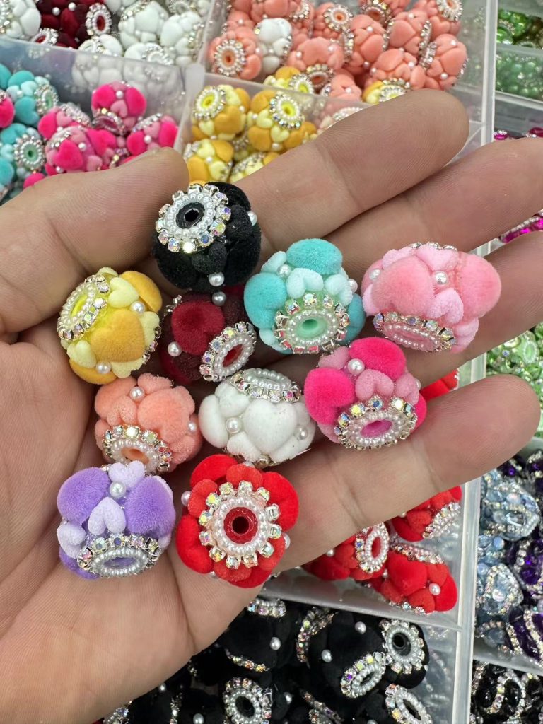 (A-36) Multiple styles petal rhinestone chain lantern ball straight hole beads