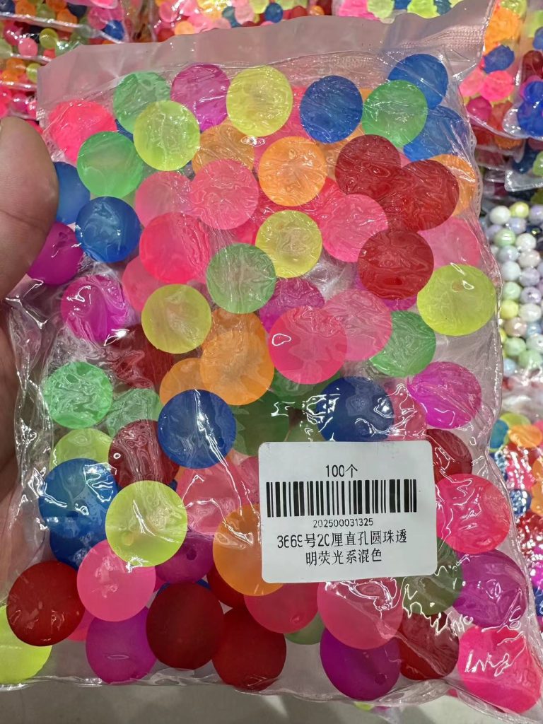 Wholesale transparent fluorescent beads, mixed colors per whole pack